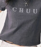 CHUU字母印花短袖T恤女2025年夏季新品做舊磨破圓領(lǐng)套頭正肩上衣 碳墨灰 M -0 曬單實(shí)拍圖