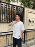 杉努冰絲休閑套裝男涼感潮流休閑寬松短褲學(xué)生T恤男裝穿搭短袖兩件套 8899白色 XL 建議（130-150斤） 曬單實拍圖