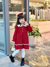 G.DUCKKIDS小黃鴨女童連衣裙秋冬女寶寶公主裙兒童裙子長袖加絨娃娃領(lǐng)珍珠裙 春秋款-紅色 120 cm 曬單實拍圖