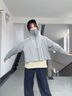 何健弓防曬衣女夏季防紫外線防曬服冰絲涼感透氣寬松戶外騎車連帽防曬衫 黑膠帽檐款（遠山灰） 均碼 【80-160斤】 曬單實拍圖