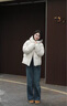 LE ALFASHIONLINE 鵝絨服女2025年冬季新款韓版廓形短款連帽加厚保暖羽絨服 白色 S 曬單實(shí)拍圖