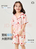 纖絲鳥(niǎo)兒童睡衣夏季男女童短袖開(kāi)衫家居服套裝中童衣服可外穿森林兔粉 曬單實(shí)拍圖
