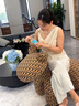 Mandy Zhang希臘女神柔光垂感緞面醋酸蕩領(lǐng)吊帶背心設計感無(wú)袖上衣 奶咖杏-小衫 L 曬單實(shí)拍圖