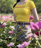 LPOX夏季新款復古高腰顯瘦多巴胺彩色格紋A字半身裙女學院風半身裙 黃格 贈雙腰帶 M 曬單實拍圖