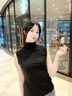 TKSY莫代爾半高領(lǐng)無袖背心女內(nèi)搭2025早春夏新款坎肩吊帶打底外穿上衣 黑色 XL 【建議120-130斤】 曬單實(shí)拍圖