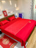 蘇萱中式婚慶床上用品四件套結婚房喜被大紅色新婚被罩婚嫁妝被套床單 心愛(ài)-奶白 2.0m床單款四件套-被套220x240cm 曬單實(shí)拍圖