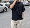 羅蒙冰絲短袖襯衫男士夏季薄款涼感黑白色休閑襯衣潮痞帥垂感寬松抗皺 白色 XL 曬單實(shí)拍圖
