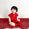 G.DUCKKIDS小黃鴨包屁衣嬰兒滿月衣服夏季周歲禮服女寶寶公主哈衣國(guó)風(fēng)連體衣 鈴鐺紅色 66cm 尺碼0-3個(gè)月6斤-12斤 曬單實(shí)拍圖