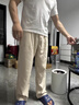 HIPANDA你好熊貓高級垂感西褲男士秋季新款休閑褲寬松直筒男褲子 K82米白 【官方正品】 XL 建議身高170-180cm 曬單實(shí)拍圖