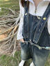 減齡氣質(zhì)流蘇牛仔連衣裙女秋冬大碼收腹顯瘦設計感中長(cháng)款背帶裙子 藍色 S 曬單實(shí)拍圖