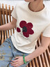 塔馳密司（touchmiss）TOUCH MISS韓版顯瘦T恤女2025夏季新款減齡植絨印花短袖 白色 【付款后20天內(nèi)發(fā)貨】 M 曬單實(shí)拍圖
