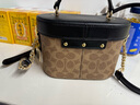 蔻馳（COACH）【品牌直供】coach女包Kay20盒子包老花單肩手提斜挎包送女友 CBQ35IMQRX卡其配黑色 曬單實(shí)拍圖