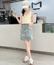 G.DUCKKIDS2025新款夏季藍色牛仔裙女童甜美蝴蝶結設計百搭短裙時(shí)尚半身裙 藍色 120 cm 曬單實(shí)拍圖
