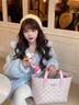 DRPR品牌女裝新品2025冬季新款外套女環(huán)皮草加厚保暖連帽毛絨大衣女 藍(lán)色 M 曬單實(shí)拍圖