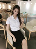 伊婭莎職業(yè)襯衫女夏季薄款短袖氣質(zhì)修身白領(lǐng)棉質(zhì)襯衣商務(wù)正裝上班工作服 白色短袖襯衫單件 XL 適合109~118斤 曬單實(shí)拍圖