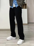 名創(chuàng)優(yōu)品（MINISO）直筒褲男重磅休閑潮流春秋季青少年寬松百搭垂感衛(wèi)褲 黑 L 曬單實拍圖