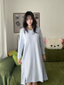 NEIYIN睡裙女士帶胸墊睡衣長(cháng)袖可外穿2025年新款家居服秋冬季 水藍色 曬單實(shí)拍圖