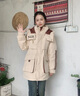 鴨鴨中長(zhǎng)款羽絨服女2025冬季新款撞色連帽收腰時(shí)尚加厚顯瘦派克服外套 酒紅色 M 曬單實(shí)拍圖