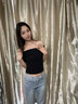 山朵棉一字肩短袖t恤女2025新款夏季性感露肩小衫修身顯瘦露臍半袖上衣 黑色 S 曬單實(shí)拍圖