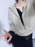 芭芙達(dá)妮連帽短款衛(wèi)衣外套女春秋季2025新款開(kāi)春厚拉鏈上衣小個(gè)子內(nèi)搭 灰綠短款開(kāi)衫【秋季款】. 常規(guī) M 曬單實(shí)拍圖