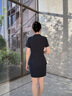伊婭莎職業(yè)西裝套裝女短袖酒店經(jīng)理工裝氣質(zhì)西服正裝珠寶店美容院工作服 藍色外套+半裙 L 建議100-110斤 曬單實拍圖
