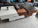 電動(dòng)智能升降茶幾功夫伸縮多功能巖板一體自動(dòng)煮燒水泡茶桌電視柜 A白巖板智能茶幾：黑白 曬單實(shí)拍圖