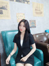 晨芙短袖小西裝女夏薄款職業(yè)西服套裝商務(wù)白領(lǐng)面試正裝酒店前臺(tái)工作服 黑色西裝+半裙 L 建議100-110斤 曬單實(shí)拍圖