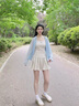 lagogo拉谷谷2025年新款輕盈顯白連帽遮陽開衫女OAMM834WH8 藍(lán)色 M 曬單實(shí)拍圖