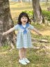 歐姆熊女童連衣裙夏季2025新款洋氣時髦寶寶兒童夏裝休閑衣服小公主裙子 海軍藍(lán) 90 CM 曬單實拍圖