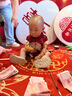 優(yōu)奇嬰兒衣服男寶寶夏季分體兩件套男童紅色喜慶滿月服新中式周歲禮服 曬單實拍圖