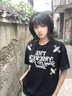 YADCREW亞德魯 標(biāo)語(yǔ)繩結(jié)發(fā)泡繡花短袖青春夏季百搭時(shí)尚單品寶藏純棉T恤 黑色 S 曬單實(shí)拍圖