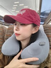 貝黎斯德德國旅行便攜按壓式充氣U型枕連帽U形枕護頸高鐵長途飛機睡覺神器 【連帽款-可拆洗】涼爽冰絲 灰色（送收納袋） 曬單實拍圖