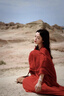 VISTIMAC紅色披肩外搭女2025新款沙漠旅游拍照紗巾民族風圍巾防曬絲巾薄款 酒紅 曬單實拍圖