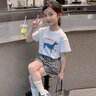 奧米鼠童裝女童夏裝套裝中大兒童時(shí)尚短袖T恤短褲兩件套小女孩夏季衣服 黑色格子款 150 建議身高 1.4米 左右 曬單實(shí)拍圖