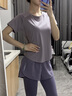 百思絨夏季薄款透氣戶外速干運動套裝女健身服 黑色上衣+黑色長褲 XL 曬單實拍圖