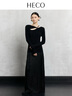 HECO【離韻】新中式國風(fēng)秋冬新款設計感不對稱(chēng)鏤空羊毛混紡針織衫女 黑色 S 曬單實(shí)拍圖