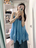SNYDER WEAR森女復(fù)古小清新吊帶裙外穿甜辣短款連衣裙夏季純欲風(fēng)簡(jiǎn)約a字裙子 吊帶裙 M 曬單實(shí)拍圖