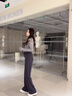 休閑褲女秋季新款2025年小個子高腰薄款闊腿褲寬松顯瘦直筒運動褲 白色 【親膚面料升級款】 L 【建議：106-115斤】 曬單實拍圖