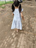 Hello Kitty玉桂狗女童連衣裙夏季純棉兒童裙子2025新款中大童洋氣公主裙薄款 冰島藍(lán) 170 cm 曬單實(shí)拍圖