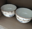 賀川屋 陶瓷碗釉下彩4.5英寸米飯碗日式創(chuàng)意面碗6只微波爐可用 優(yōu)雅線條 曬單實(shí)拍圖