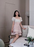蔻伊婭（Kouyiya）品牌女裝新品小香風(fēng)假倆件連衣裙女裝2025新款夏季收腰公主風(fēng)裙子 粉紅色 S 85-100斤 曬單實(shí)拍圖