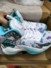 銘盾歐文科比限量版籃球鞋男高幫防滑aj戰靴毒液5學(xué)生減震耐磨兒童運動(dòng)鞋 8768白青網(wǎng)面款 38碼 曬單實(shí)拍圖