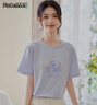 品彩（PinCai）短袖t恤女夏季玫瑰撞印花時(shí)尚優(yōu)雅寬松圓領(lǐng)上衣 P144T1657 曬單實(shí)拍圖