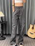 卡圖弛美式潮流斜切尼龍速干工裝褲男直筒闊腿vibe版型休閑氣質(zhì)長(cháng)褲子新 深灰色 XL 曬單實(shí)拍圖
