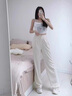 棉致冰絲窄版西褲褲子女夏季2025新款寬松小個(gè)子高腰直筒闊腿休閑褲女 687杏白色【高品質(zhì)26.5】 L 100-115斤 曬單實(shí)拍圖