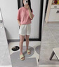 浪莎冰絲短褲女夏季外穿高腰寬松顯瘦百搭休閑a字三分運(yùn)動(dòng)闊腿熱褲子 白色 L 建議100-120斤 曬單實(shí)拍圖