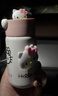 SMVPhellokitty迷你保溫杯女生可愛便攜泡茶水杯316不銹鋼小容量杯子 粉白+kitty公仔+凱蒂貓 200ml 曬單實(shí)拍圖