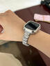 表帶哥適用蘋果手表表帶apple watch S10不規(guī)則金屬鑲鉆夏天夏季透氣iwatchs10手鏈男款配銀保護殼46MM 曬單實拍圖