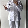 冀衡護士服短款分體套裝長袖短袖立領(lǐng)白大褂修身護士褲口腔牙科工作服 娃娃領(lǐng)白色長袖（單件上衣） L （110-125斤） 曬單實拍圖
