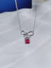 HKHL 【附證書(shū)】925銀紅寶石項鏈女款蝴蝶結方糖鎖骨鏈生日禮物送老婆 方糖紅寶石項鏈【證書(shū)+輕奢禮盒】 曬單實(shí)拍圖